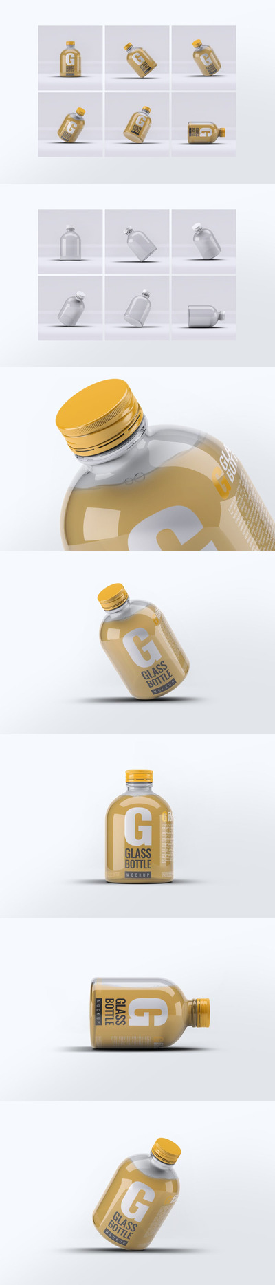 玻璃瓶类的产品包装/标签设计展示样机（PSD）