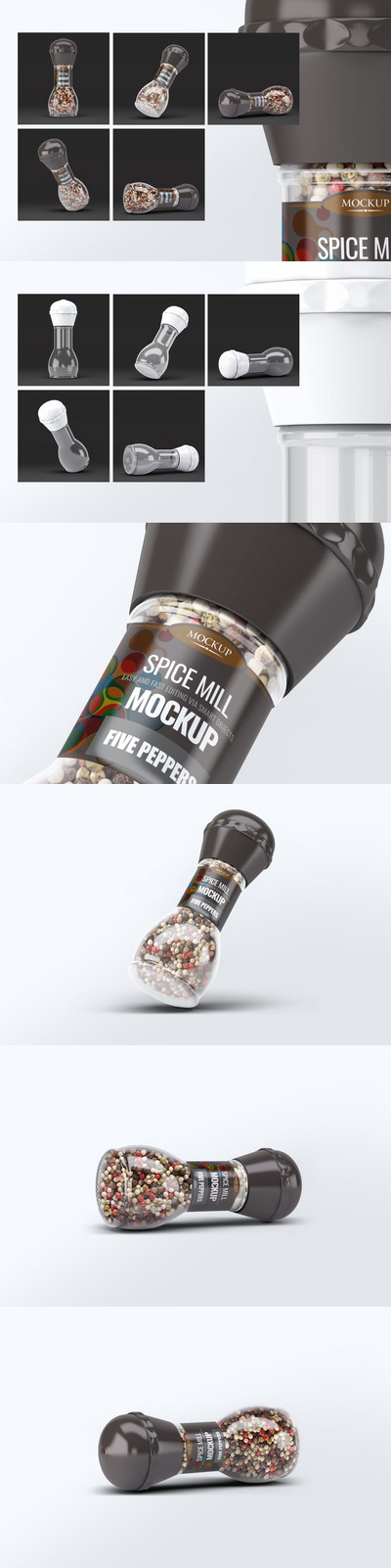 香料或胡椒粉产品包装设计标签设计展示样机（PSD）