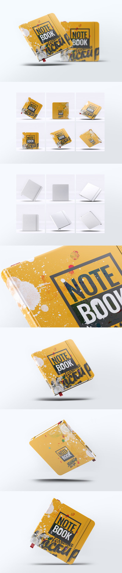 方形笔记本封面书籍装帧VI设计样机展示模型mockups