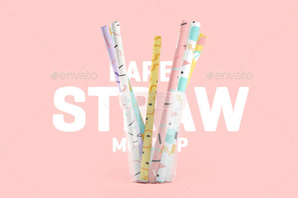 一次性环保纸吸管图案设计样机
