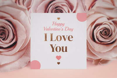 情人节礼品卡片设计展示样机（PSD）