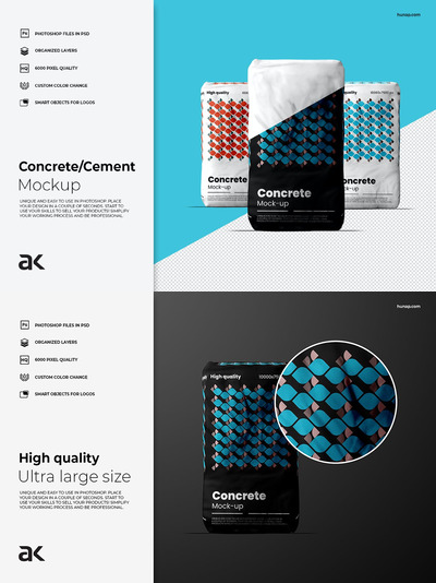 高品质的混凝土水泥包装设计VI样机展示模型mockups