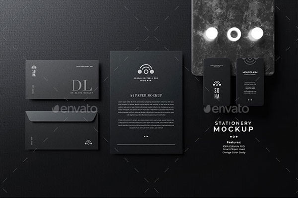 黑色高端企业办公文具VI样机