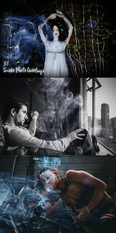 34张烟雾照片叠加层photoshop动作预设