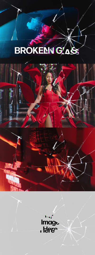 破碎的玻璃Photoshop智能图层效果