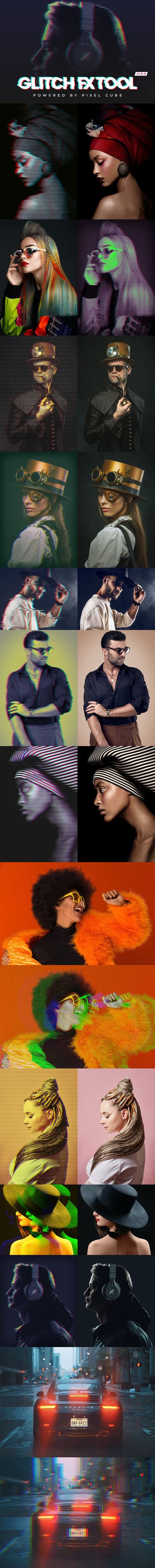 抖音小视频故障风格photoshop动作预设