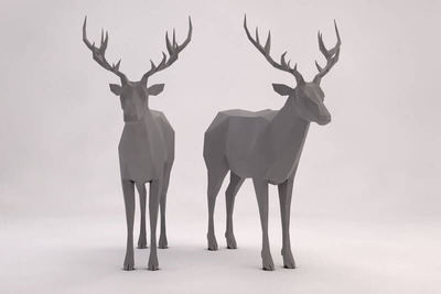 低多边形麋鹿鹿角C4D可用3D模型下载（OBJ）