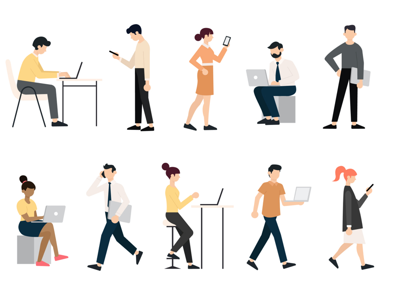 人物动作矢量插图