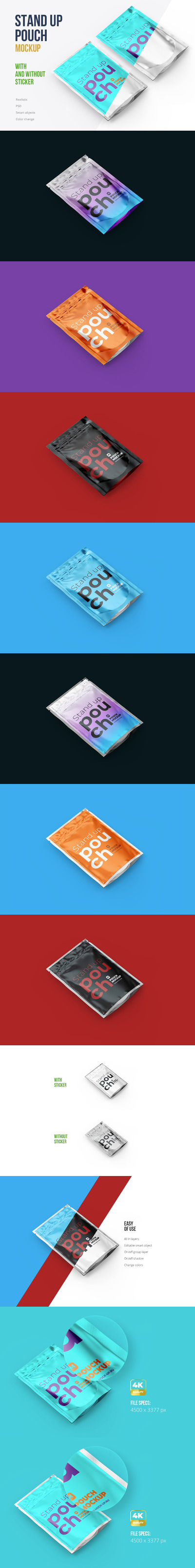 4“ x6”站立袋包装设计样机模板