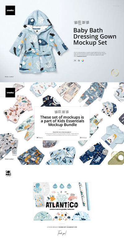 新生婴儿浴衣面料图案设计服装样机