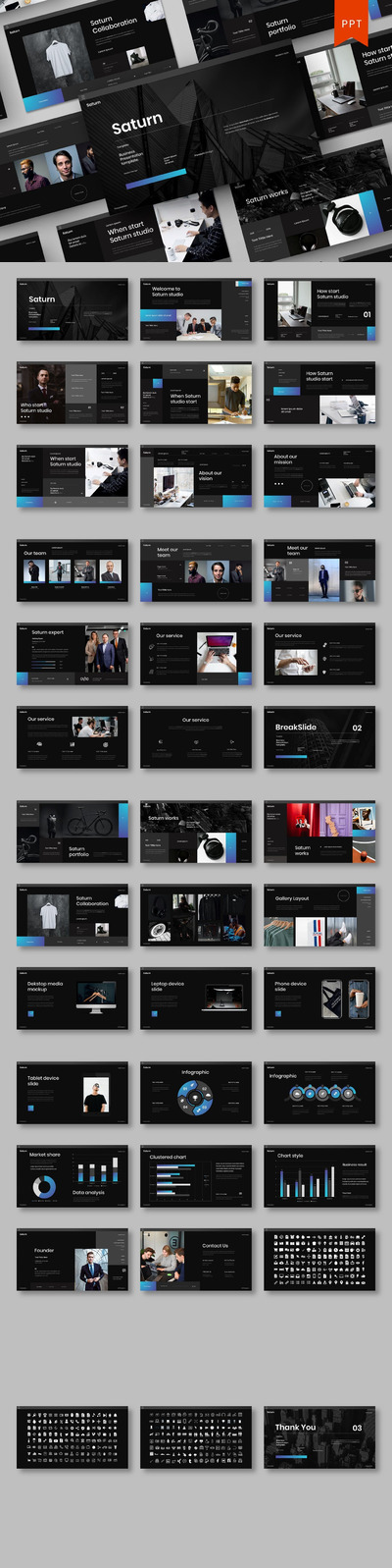 时尚高端商业商务质感powerpoint幻灯片演示模板（pptx）