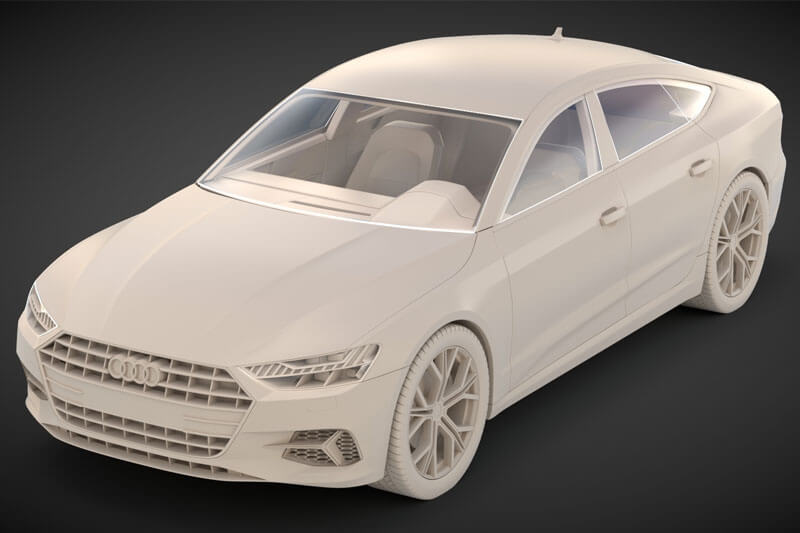 2019款奥迪A7小轿车3D模型下载（OBJ,C4D可用）