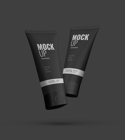 黑色护肤品展示样机[PSD]