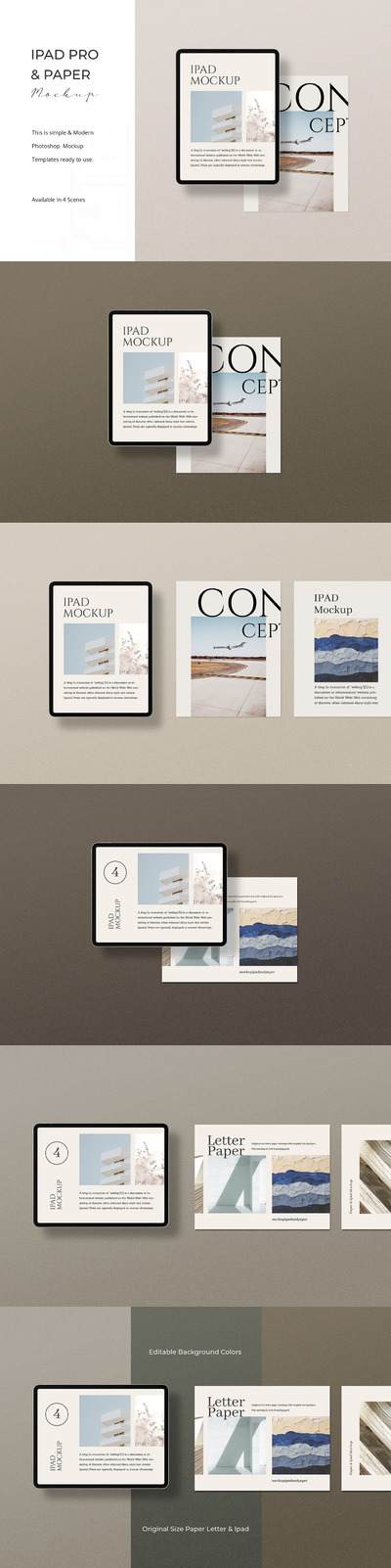 少见稀有高端的Ipad Pro和纸张海报设计VI样机展示模型mockups