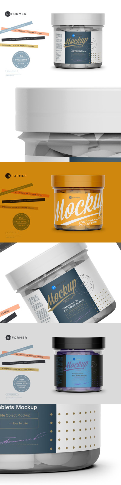 药片/药物透明罐包装设计样机