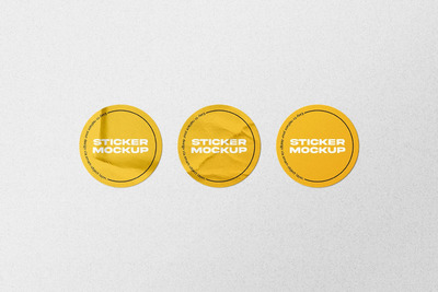 高品质的圆形贴纸VI设计样机展示模型mockups