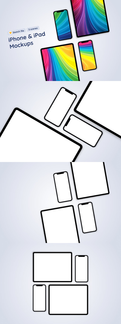 iPhone 12和iPad Pro-3 APP UI样机展示模型mockups