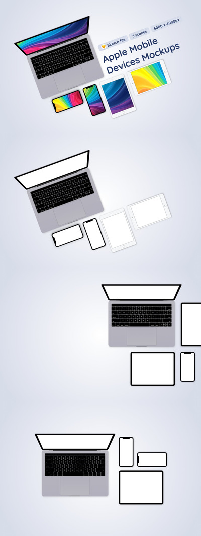 高品质的苹果电子设备UI设计样机展示模型mockups