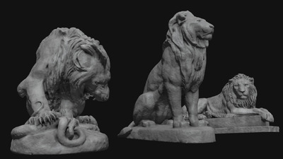 免费的石像狮子3D模型下载（C4D,FBX）