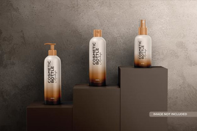 护肤品套装瓶子样机[PSD]