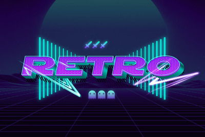 霓虹灯游戏文字效果（PSD）