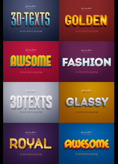 复古风格3D字体样式（PSD）