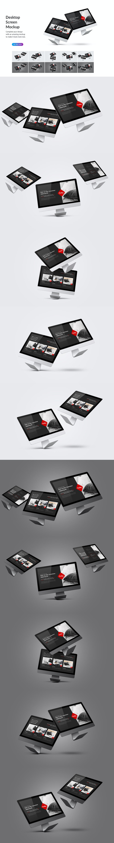 高品质的一体机台式电脑iMac UI样机展示模型mockups