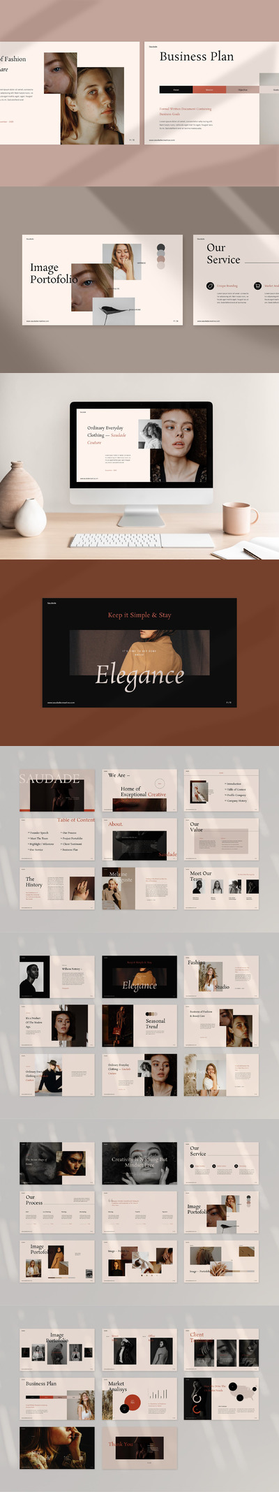 极简主义复古优雅PPT模板（PPTX）