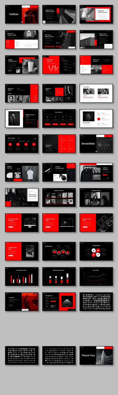 酷炫红黑经典配色PPT模板（PPTX）