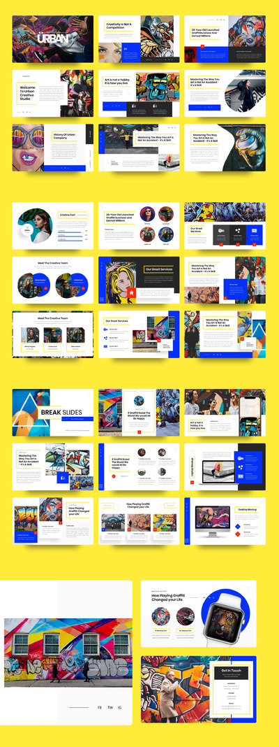 城市-涂鸦和流行艺术PPT模板（PPTX）