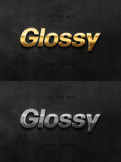 高品质的有光泽的金属3D立体字效果图层样式