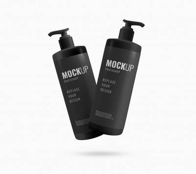 按压瓶泵化妆品广告模型[PSD]