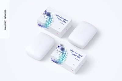 肥皂棒和纸盒包装模型[PSD]