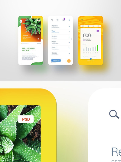 3张手机APP Ui屏幕样机（PSD）