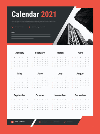 企业通用2021商业日历模板（AI,EPS,PDF,PSD）