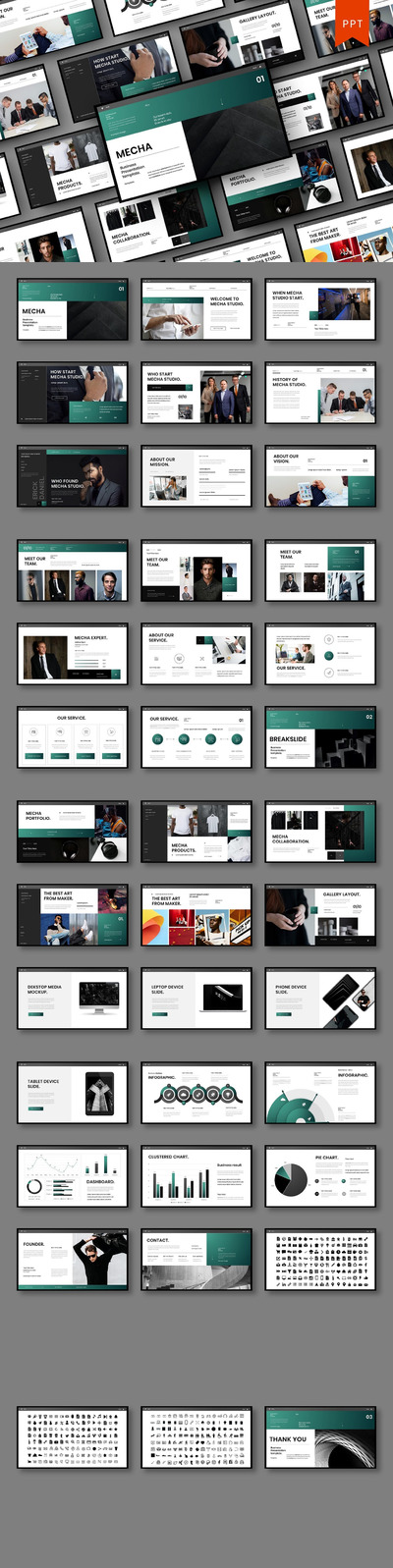 时尚高端专业商业商务powerpoint幻灯片演示模板（pptx）