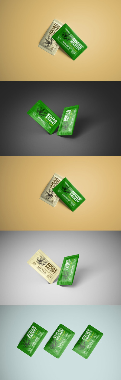 高品质的白糖咖啡伴侣包装设计VI样机展示模型mockups