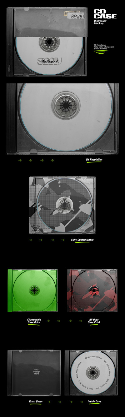 复古音乐CD光盘盒包装样机模板