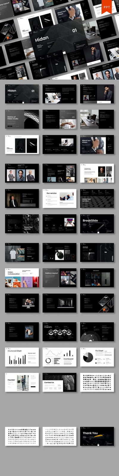 高端商业商务质感powerpoint幻灯片提案演示模板（pptx）