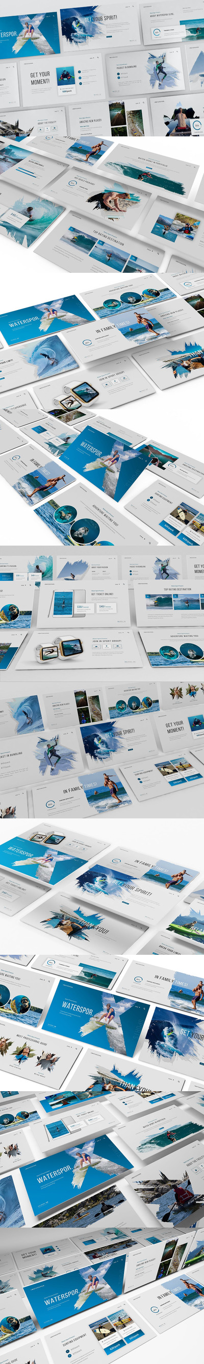 时尚高端简约水上运动PowerPoint演示模板（pptx）