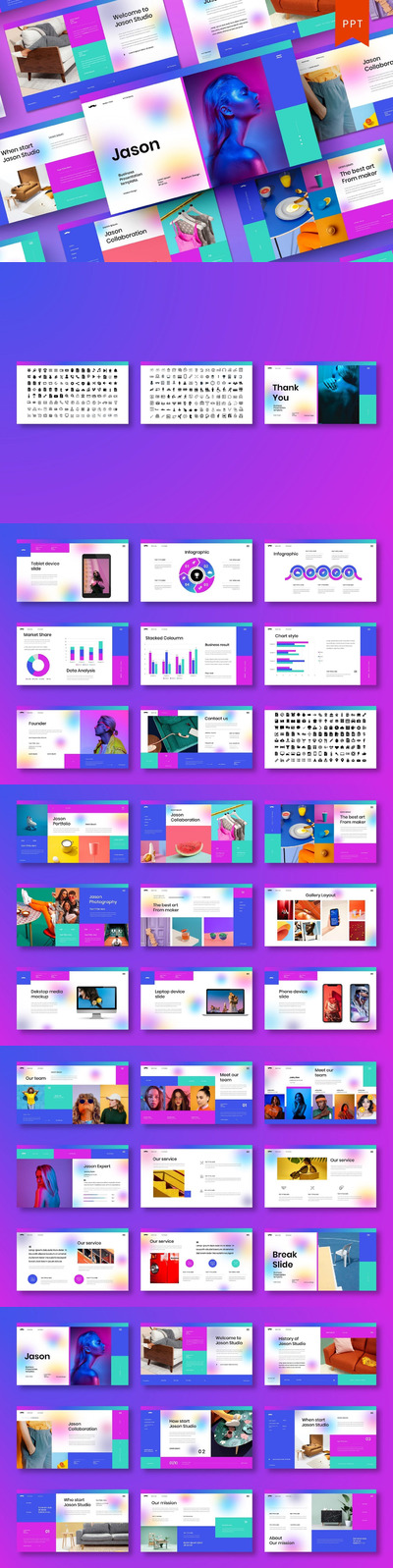 高端绚丽多用途的powerpoint幻灯片演示模板（pptx）