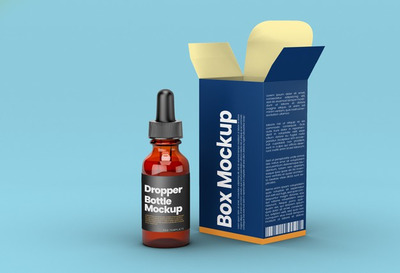 琥珀色玻璃滴管瓶模型[PSD]