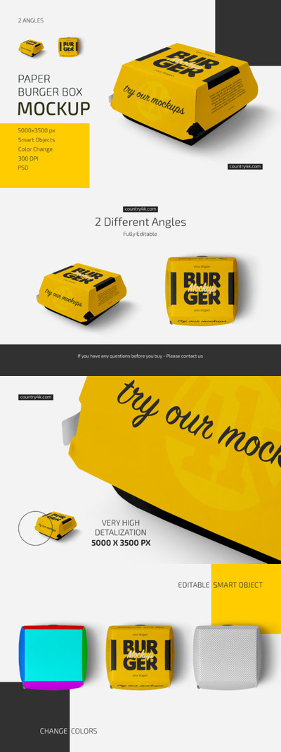 汉堡纸盒外卖包装设计样机合集