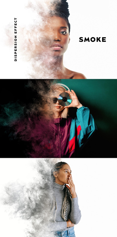 抽象烟雾扩散照片效果样机