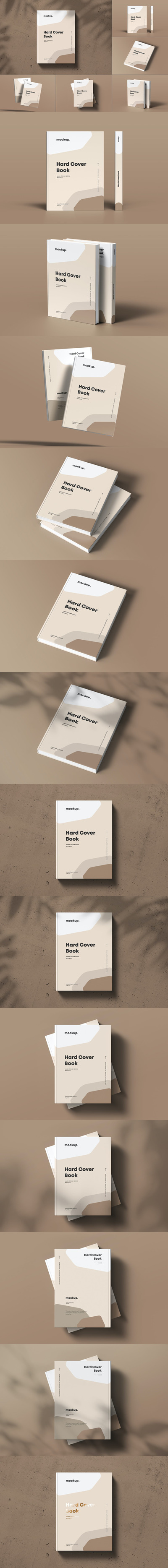 时尚高端专业的高品质精装书籍装帧设计VI样机展示模型mockups