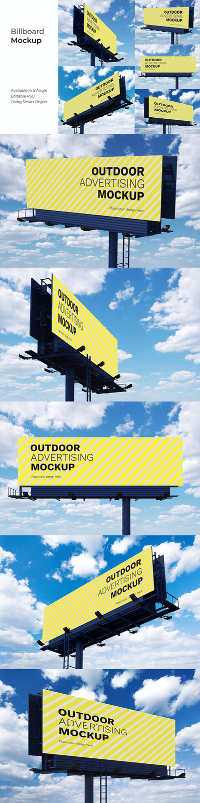 高品质的房地产户外广告牌户外大牌高炮VI样机展示模型mockups