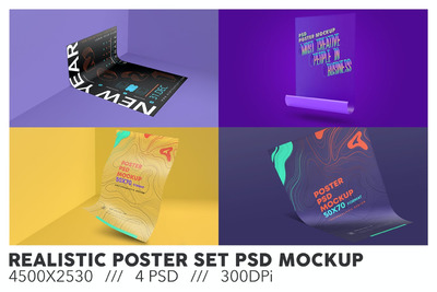 高品质的海报设计VI样机展示模型mockups