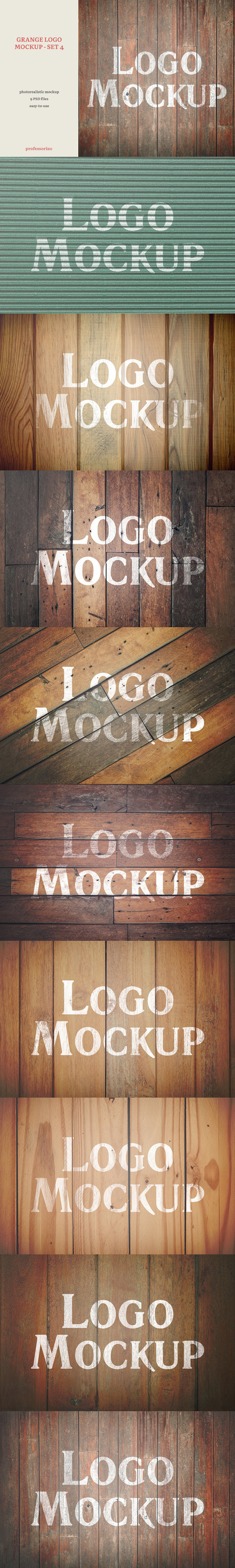 逼真质感的农村农庄木纹logo标志设计VI样机展示模型mockups