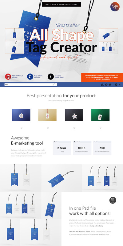 所有形状服装吊牌标签设计样机模板
