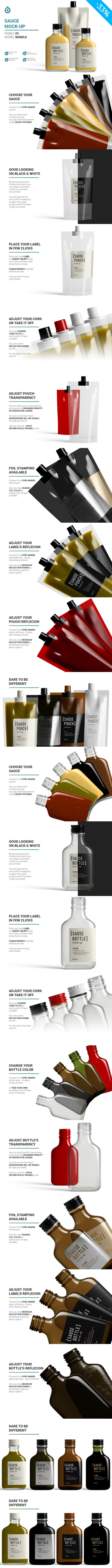 玻璃酱料瓶包装标签设计样机模板